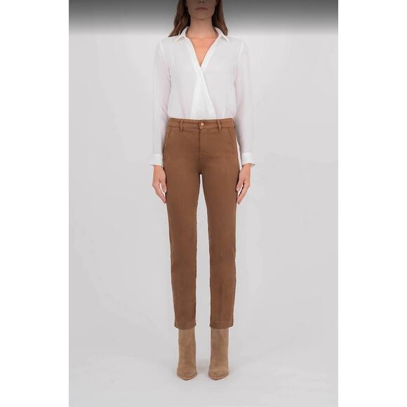 Level 99 Petite The Crop Chino Pants Brown Ankle Zip Trousers - Size 27P - Picture 1 of 9